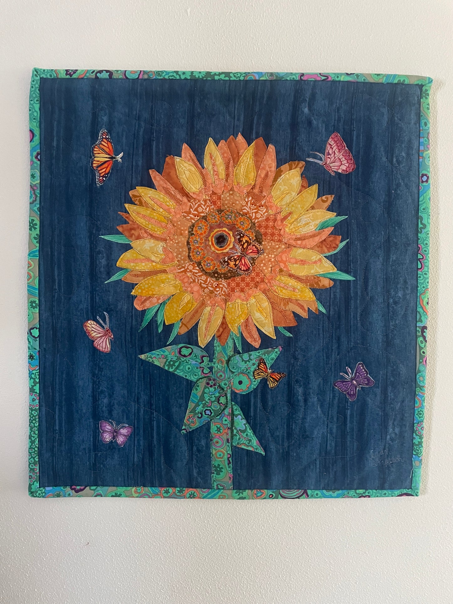Sunflower with butterflies